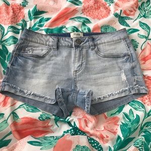 light wash denim shorts